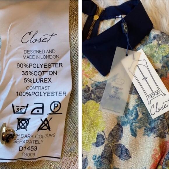 Closet London floral retro‎ inspired collared belted skater dress US size 6 New! - Picture 4 of 8